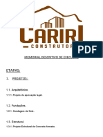 MEMORIAL DESCRITIVO DE EXECUSÃO CARIRI CNSTRUTORA