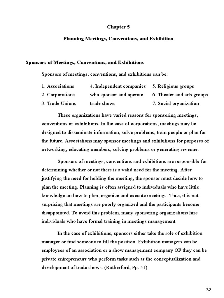Chapter 5 Planning Meetings, Conventions and Exhibition | PDF | Foods