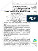 Influence of Organizational Commitment On Work - Life Balance and Organizational Performance of Female Construction Professionals