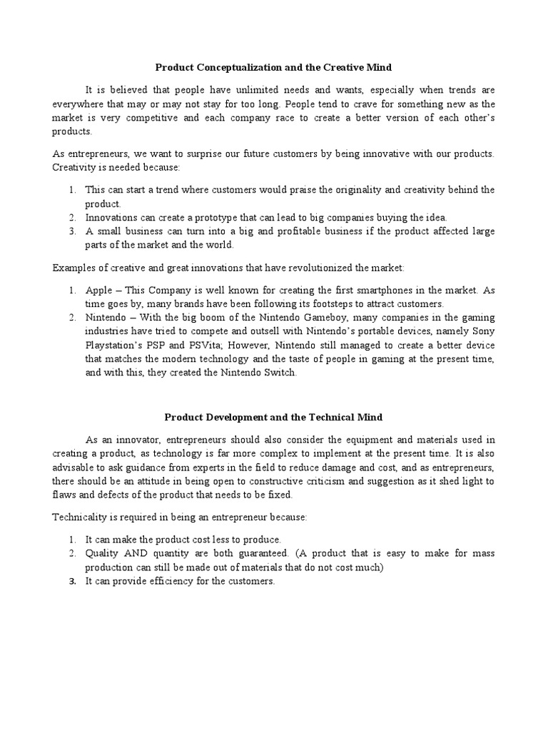 Product Conceptualization and The Creative Mind | PDF