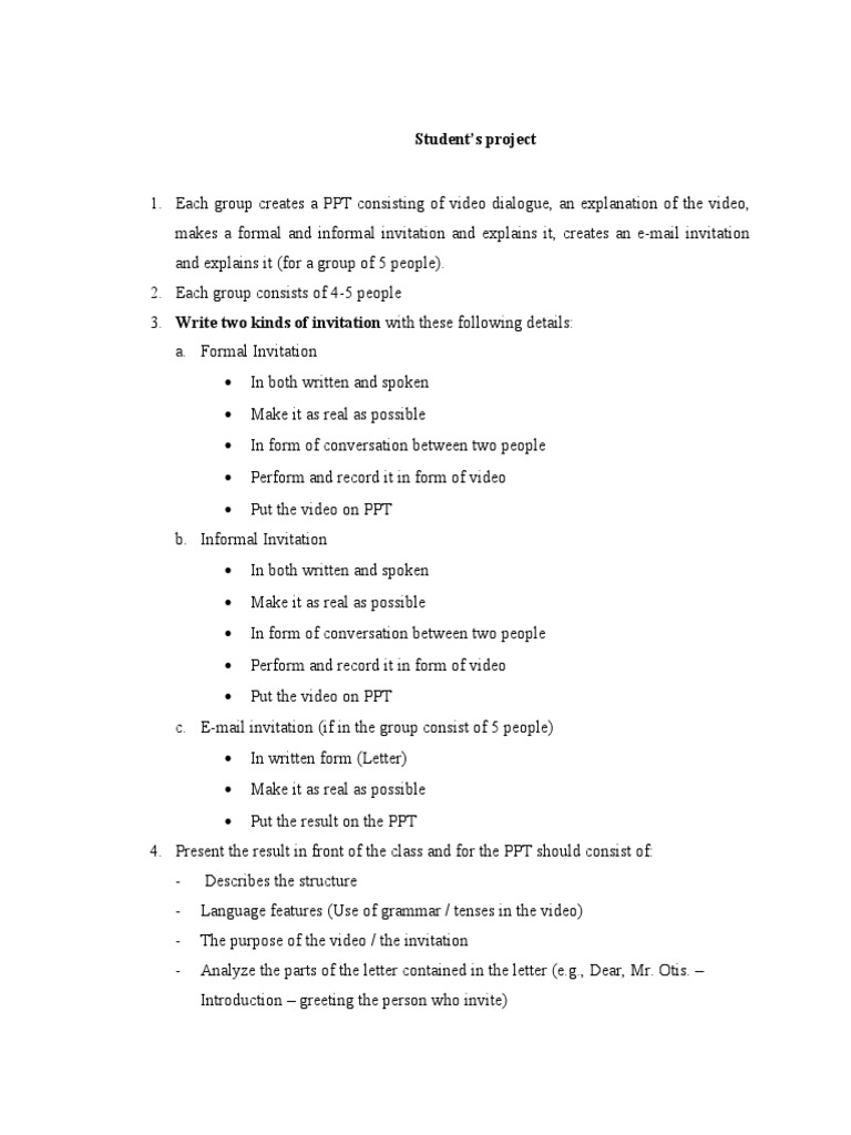 Invitations Project Guidelines | PDF | Neuropsychological Assessment ...