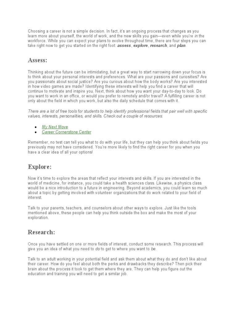 Choosing A Career Is Not A Simple Decision | PDF | Curiosity | Cognition