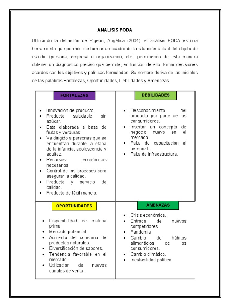 Análisis FODA de un nuevo producto | PDF | Análisis FODA | Mercado ...