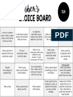 Early Finishers Choice Board