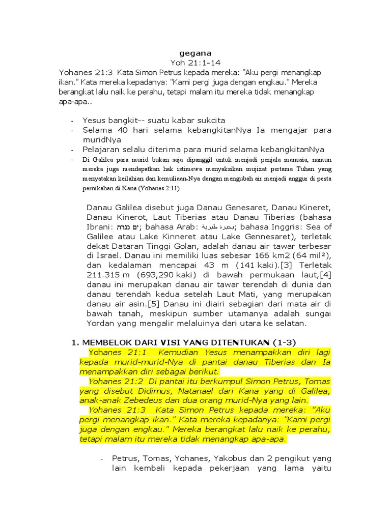 Renungan Yohanes 21:1-14 | PDF