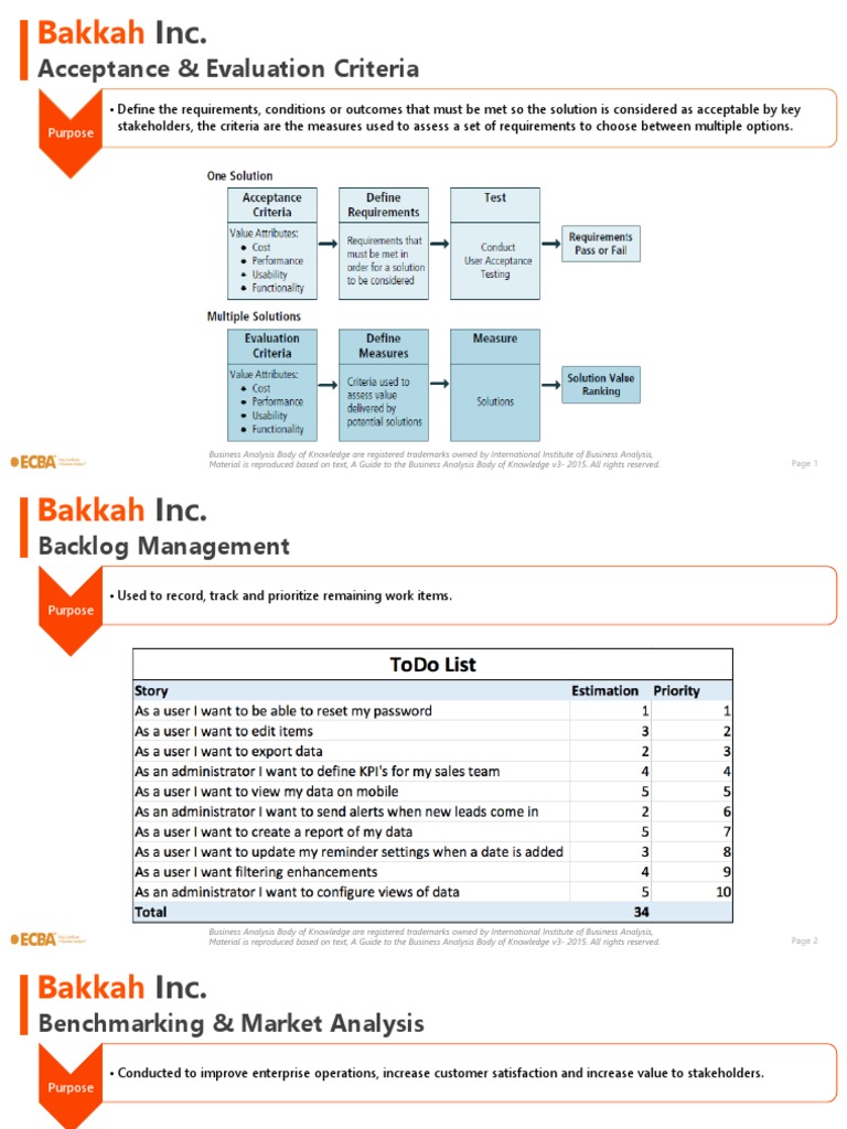 ECBA - Techniques Summary | PDF | Business Analysis | Business