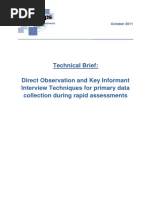 Direct Observation and Key Informant Interview Techniques For Primary Da...