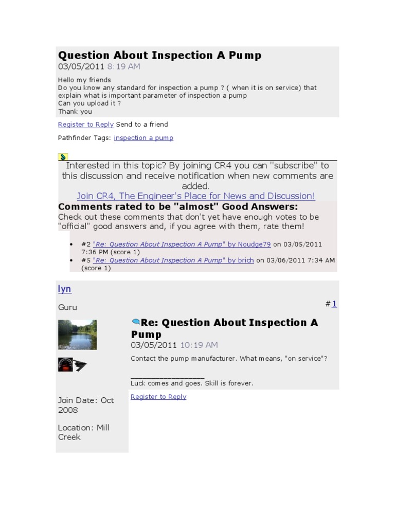 Pump Inspection Checklist | Pump | Mechanical Engineering