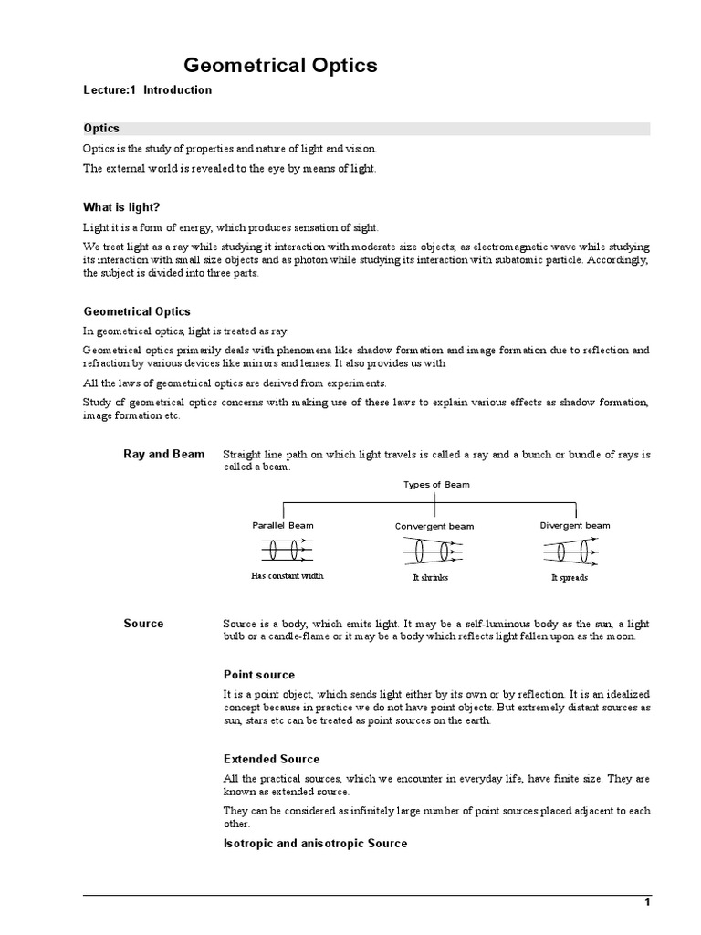 Introduction and Plane Mirrors (L-1 To L-6) | PDF | Reflection (Physics ...