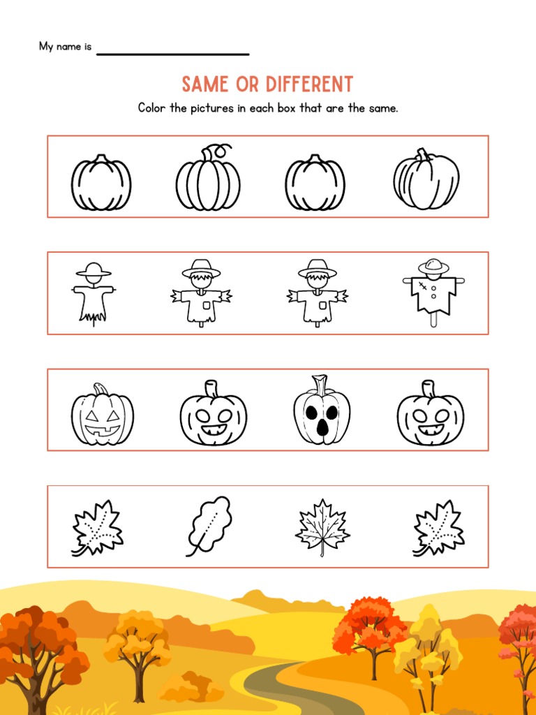Fall Same or Different Worksheet | PDF