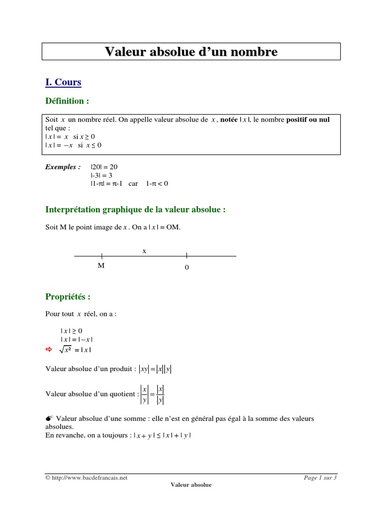 Valeur Absolue PDF Concepts mathématiques Mathématiques discrètes — free download