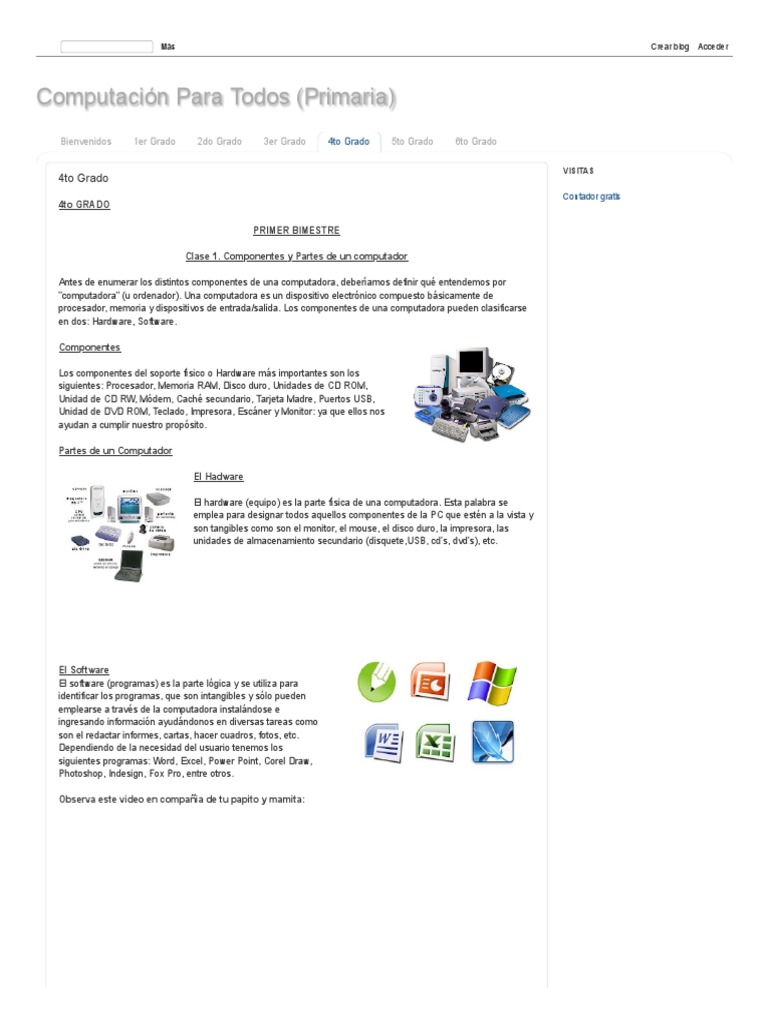 Actividades de Computación 4to Grado | PDF | Hardware de la computadora ...