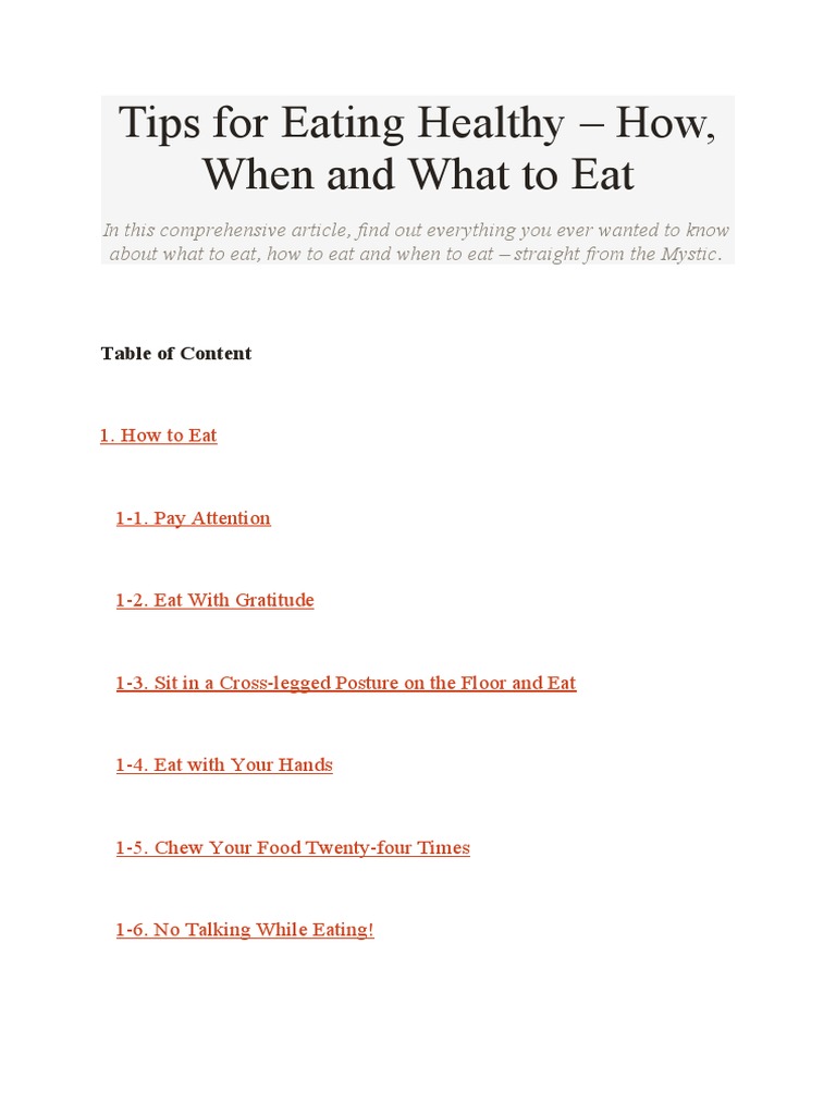 Mindful Eating: Tips for Health | PDF | Eating | Foods
