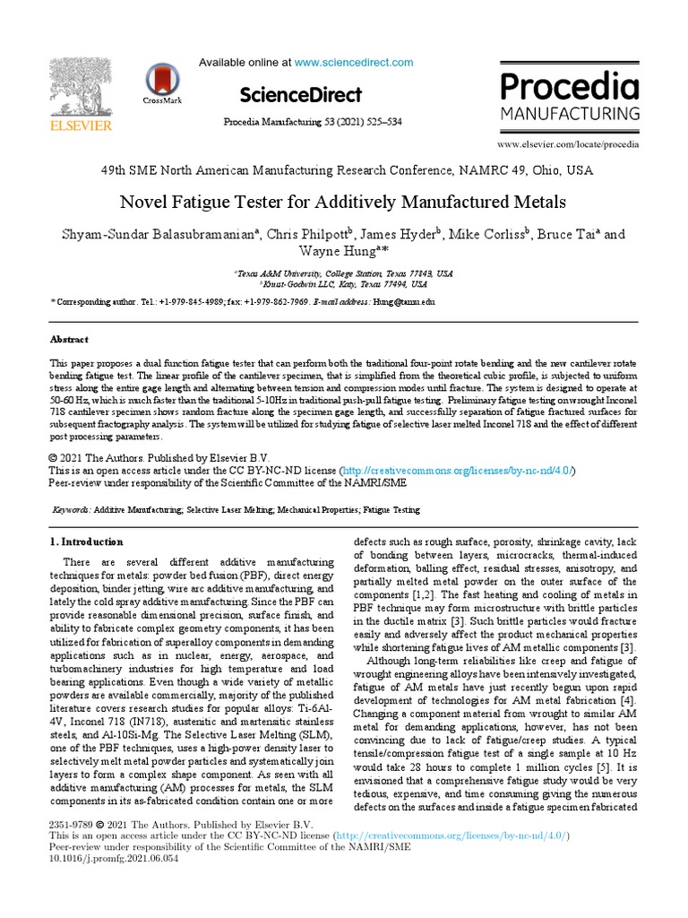 Balasubramanian 2021 PDF Fatigue (Material) Fracture