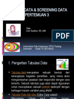 Pertemuan 3, Tabulasi Data & Screening Data