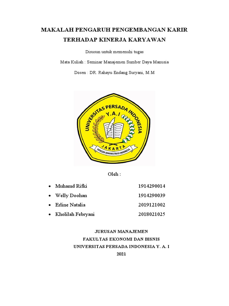 Makalah pengaruh pengembangan karir terhadap kinerja karyawan pdf