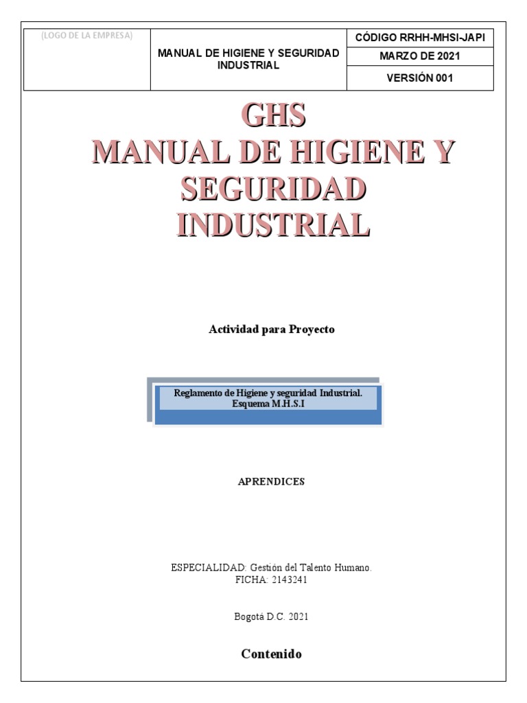 Manual de Higiene y Seguridad Industrial | PDF