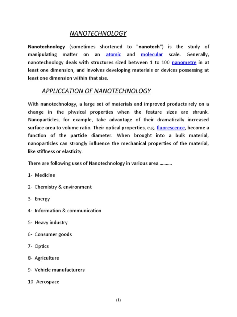 Applications of Nanotechnology Explained | PDF | Nanotechnology ...