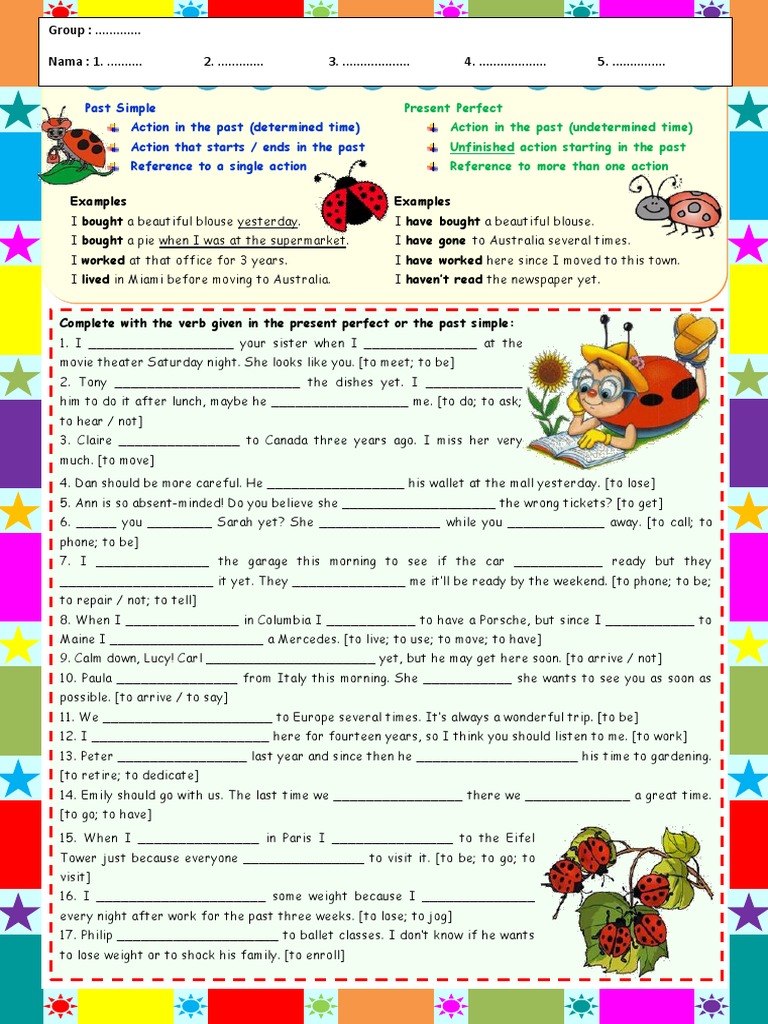 Present Perfect Vs Past Simple Grammar | PDF | Language Arts ...