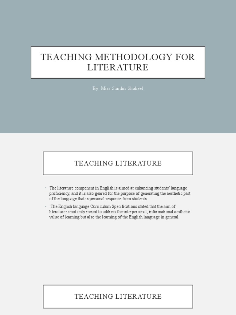 Effective Literature Teaching Methods | PDF | Teachers | Literacy