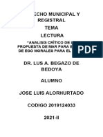 Analisis Crítico de La Propuesta de Mar para Bolivia de Ego Morales para El Peru