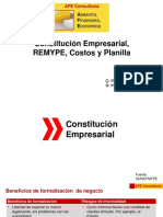 Constitución Empresarial REMYPE Costos y Planilla