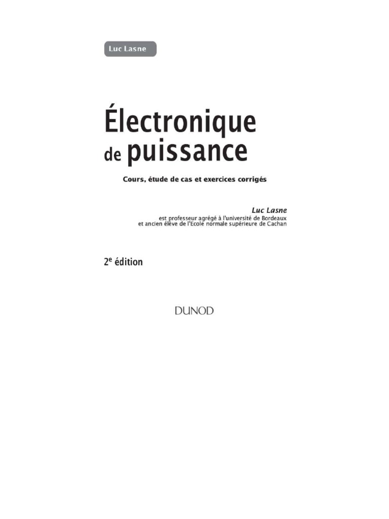 Luc Lasne - Electronique de Puissance - Cours Études de Cas Et ...