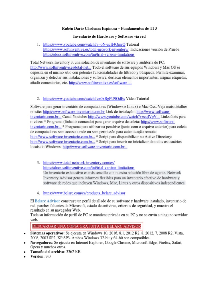 Inventario de Hardware y Software en Red | PDF | Microsoft Windows | Mac OS