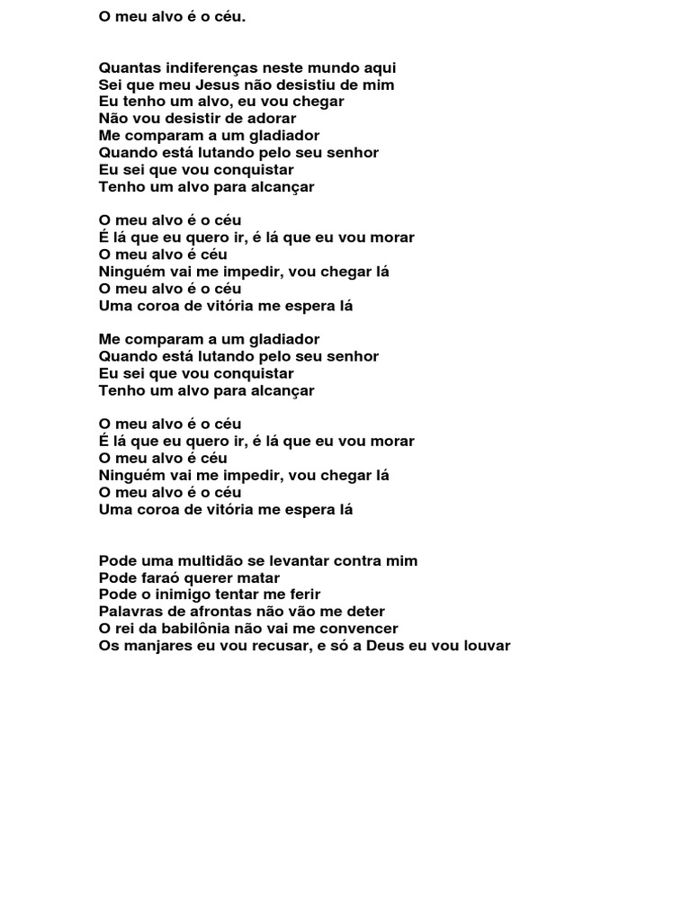 Meu Alvo é o Céu: Letra e Reflexão | PDF