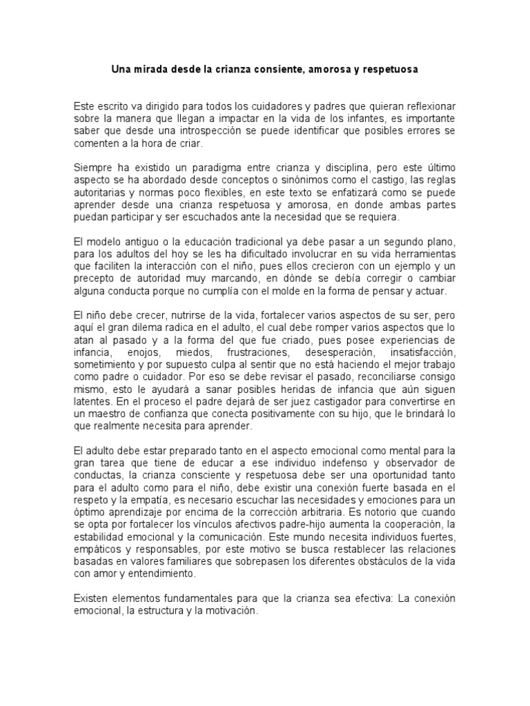 Crianza Respetuosa y Consciente | PDF | Adultos | Las emociones