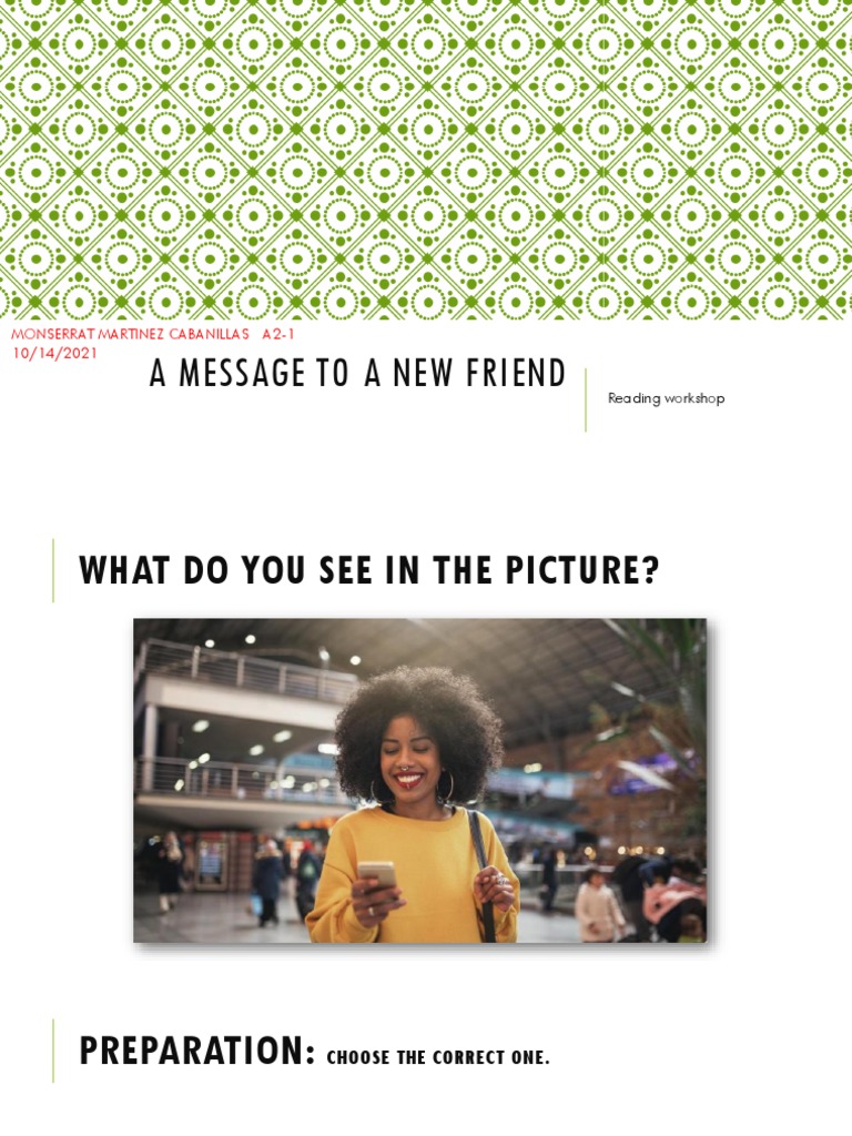A Message To A New Friend | PDF
