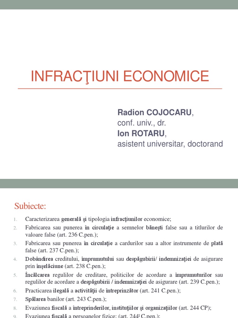 Infractiuni Economice | PDF
