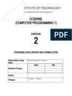 CCS0006L (Computer Programming 1) : Exercise