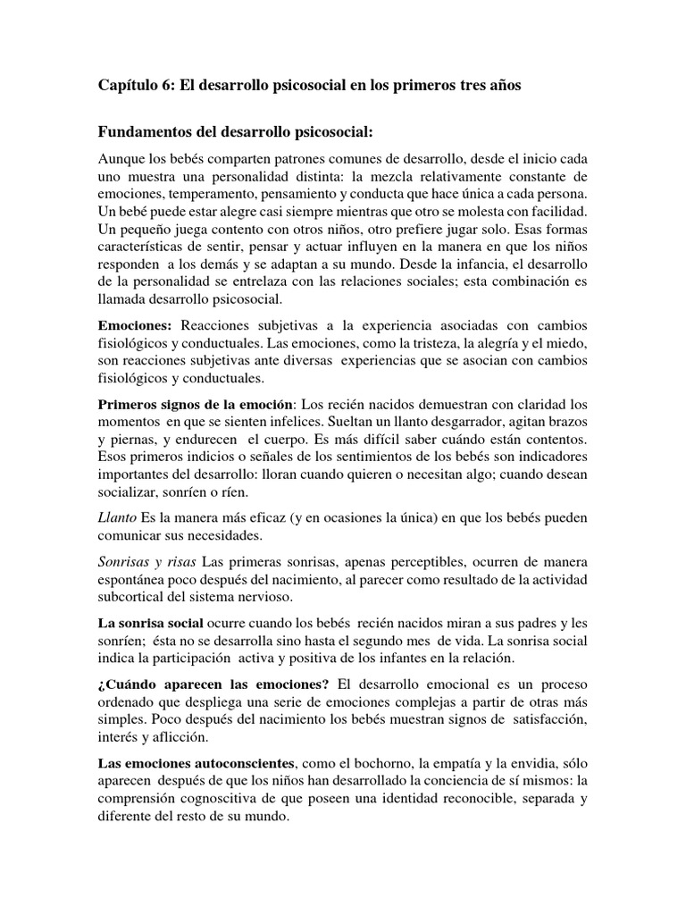 Desarrollo Psicosocial Infantil | PDF | Teoría de apego | Abuso infantil