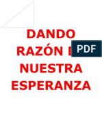 DANDO RAZÓN DE NUESTRA ESPERANZA