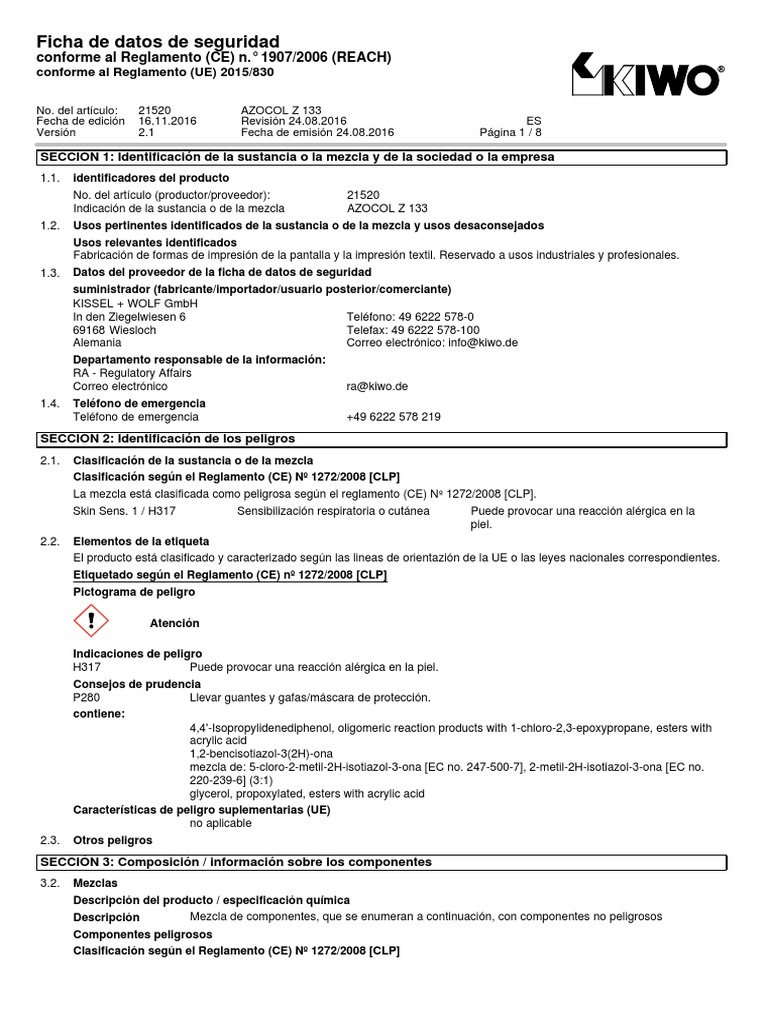 MSDS Emulsion Diazo 1 PDF Agua Residuos