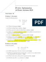 FIN-414: Optimization Final Exam Autumn 2018: Total Points: 50 Problem 1 (16 Points)