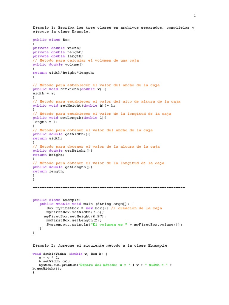 Ejemplos de Clases en Java y Métodos | PDF | Edad de información ...