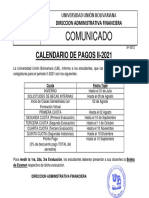 COMUNICADO Nº 012 CALENDARIOS DE PAGOS  II - 2021