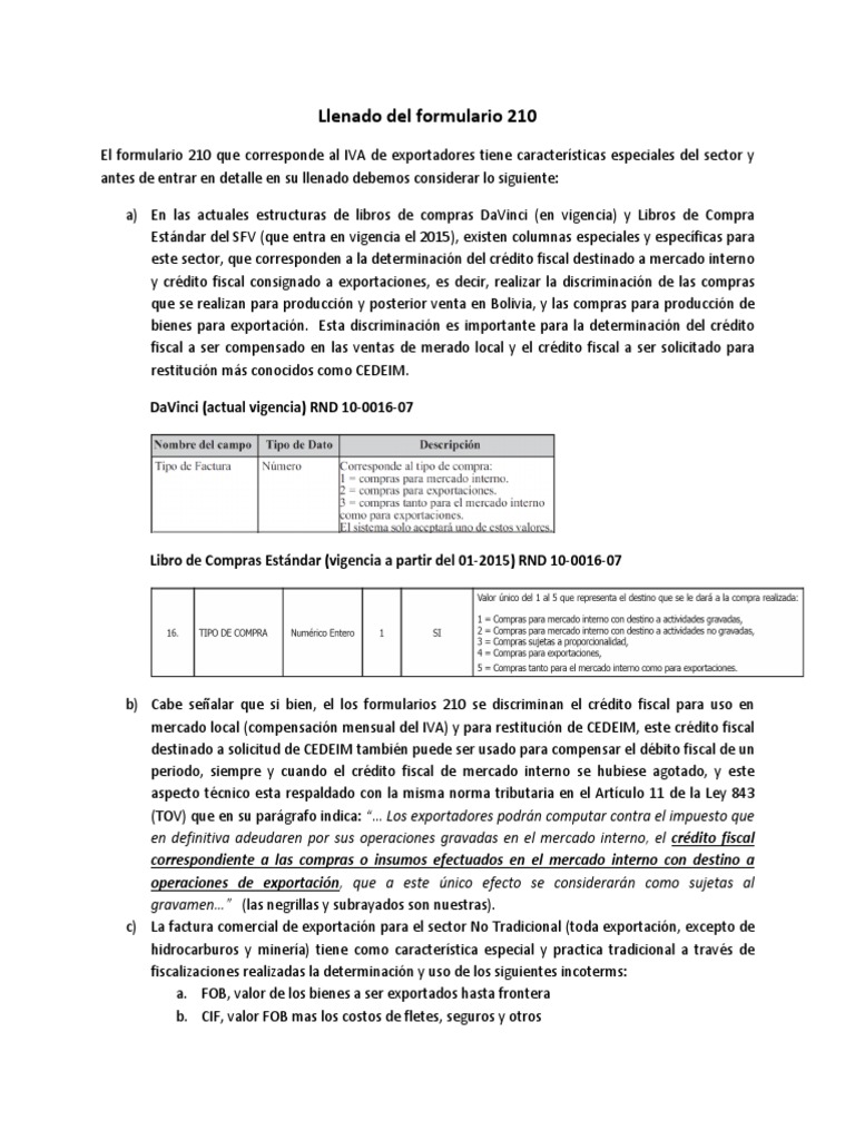 Llenado Del Formulario 210 | PDF | Impuesto al valor agregado ...