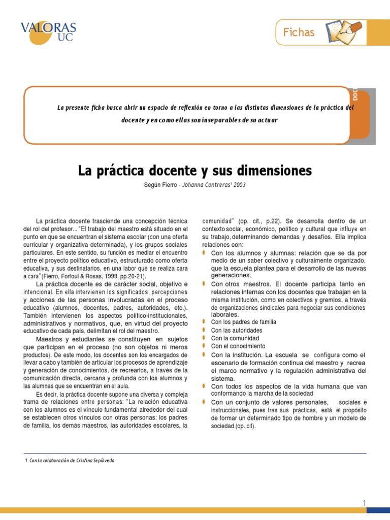 La Practica Docente y Sus Dimensiones | PDF | Maestros | Salón de clases