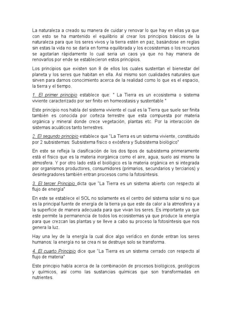 Principios de equilibrio en la naturaleza | PDF | Ecosistema | Tierra