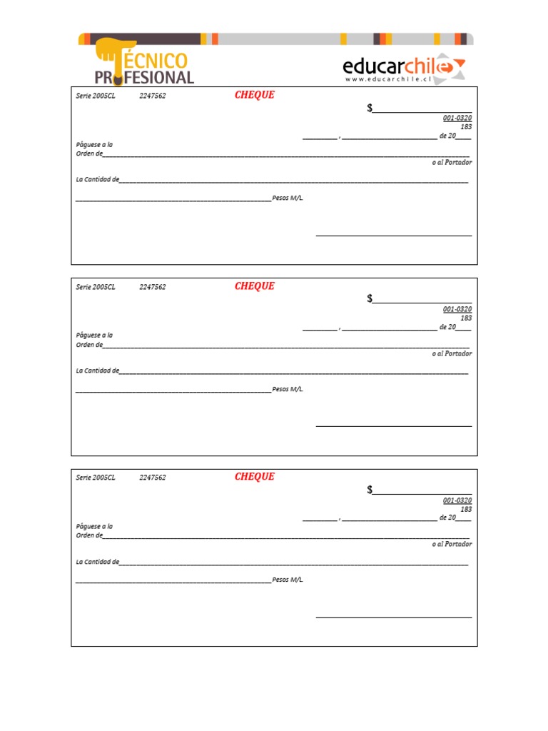 Cheque Educativo para Imprimir | PDF
