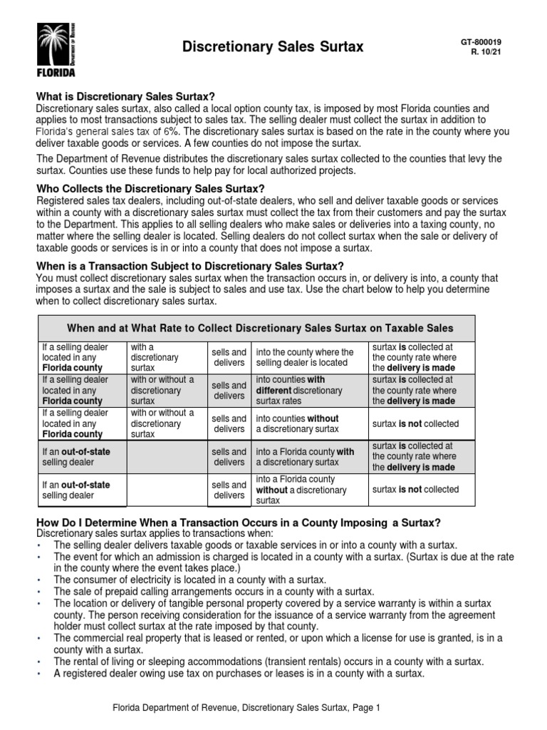 What Is Discretionary Sales Surtax? PDF Sales Taxes In The United