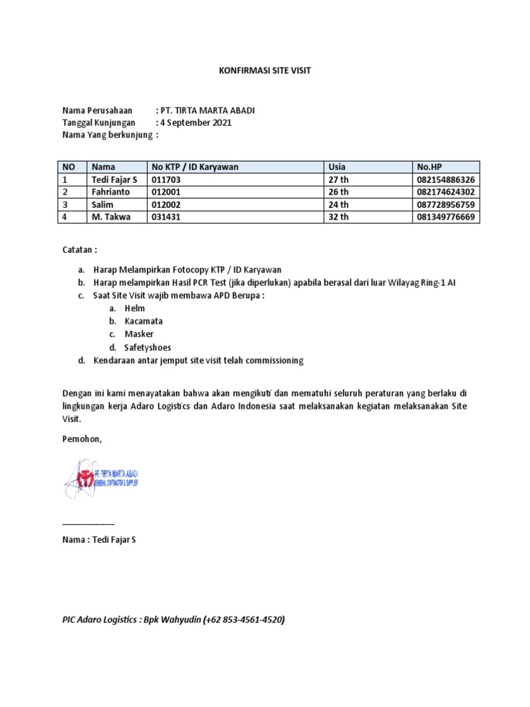Site Visit Form | PDF
