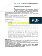 Costos y Presupuestos Indicaciones Trabajo Final Avance