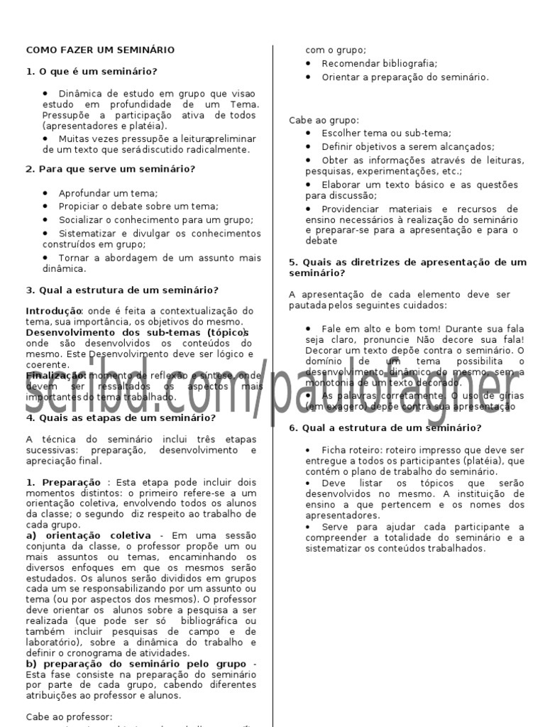 Como Fazer Um Seminário | PDF