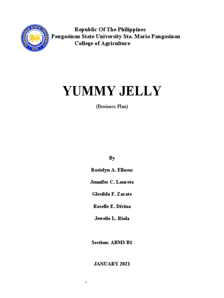 Yummy Jelly Business Plan PDF Sales Return On Investment