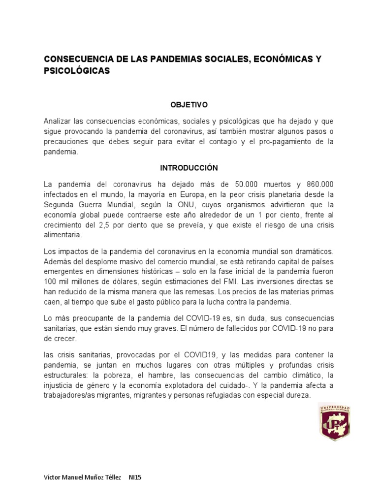 Consecuencias de La Pandemia | PDF | Ansiedad | Depresión (estado de ánimo)
