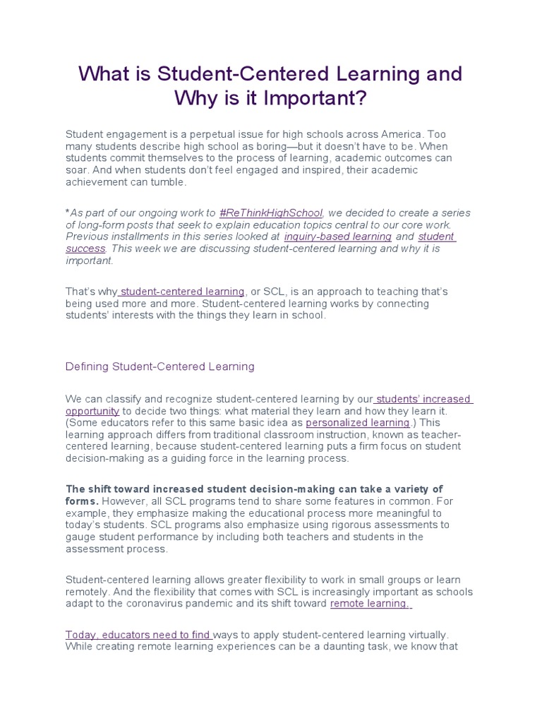 Educators' Guide to Student-Centered Learning | PDF | Curriculum | Teaching